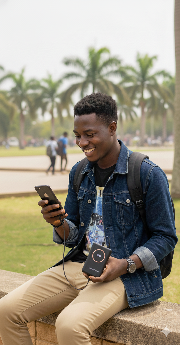Student using VOLTRAPower on campus